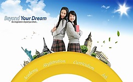 韓國城市女大學(xué)生PSD素材