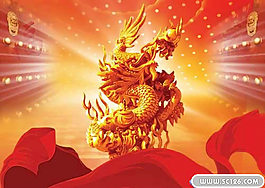 中國傳統大紅門金龍PSD素材