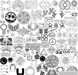 傳統蘇繡刺繡白描PSD素材
