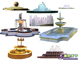 園藝噴泉psd素材