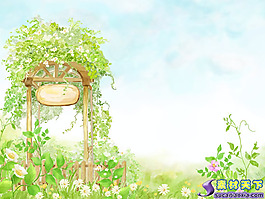 卡通苗圃風(fēng)景psd分層模板