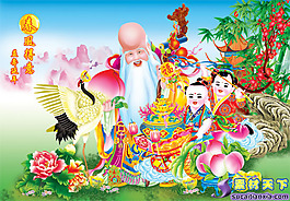 益壽延年傳統(tǒng)年畫psd分層模板