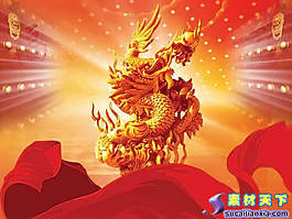 中國傳統大紅門金龍psd分層素材
