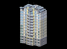 小高層板式住宅樓3D模型