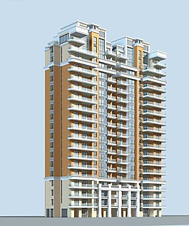 頂層挑高高層商住樓3d模型