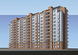 一排高层住宅建筑3D模型设计