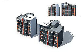 現(xiàn)代多層單體住宅樓建筑群3D模型設(shè)計(jì)