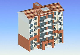 獨(dú)棟現(xiàn)代多層住宅區(qū)3D模型設(shè)計(jì)