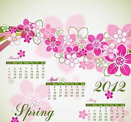 2012日歷春天時尚花紋夢幻背景圖片
