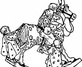 在一個(gè)木馬矢量插畫(huà)的幼兒