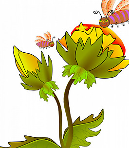 花朵上的蜜蜂矢量插圖