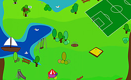 在海洋矢量插畫公園