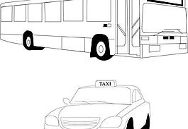 公交車與出租車圖片