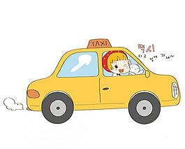 女孩和兔子乘坐出租車圖片