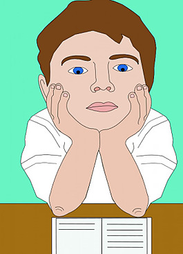 一個(gè)男孩讀插畫(huà)矢量