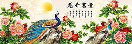花开富贵孔雀图
