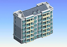 現(xiàn)代多層住宅區(qū)建筑3D模型設(shè)計(jì)