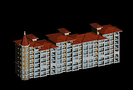 現(xiàn)代多層住宅區(qū)建筑群3D模型設計