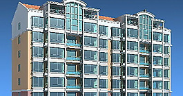 現(xiàn)代多層住宅區(qū)建筑3D模型設(shè)計(jì)