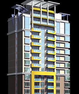 獨(dú)棟多彩建筑3D模型設(shè)計(jì)