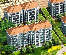 小區(qū)建筑群現(xiàn)代多層住宅3D模型設計