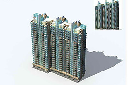 高層住宅樓建筑群3D模型設(shè)計(jì)