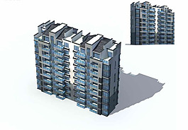 高层3D住宅楼建筑群模型