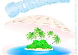 貝殼里的夏季海邊風景圖片