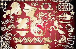 金色歐式紋樣圖騰矢量素材