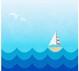 大海里行駛的帆船