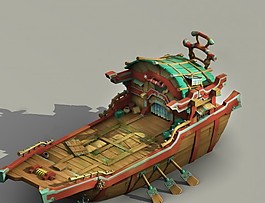 2.5D場景模型古代船模型