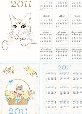 2011年清爽日历模板矢量图3