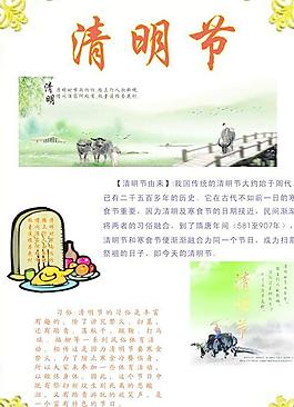 清明節習俗文化展板矢量素材