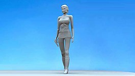 藍色背景美女模型