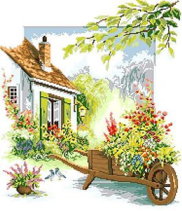 十字繡風(fēng)景圖紙小屋春色圖片