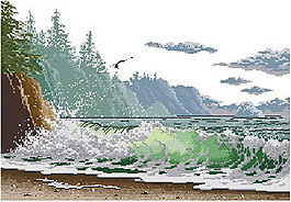 十字繡風(fēng)景圖紙海浪圖片