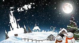 冰天雪地圣誕夜PSD素材