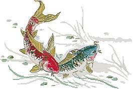 十字繡經錦魚豚圖紙圖片