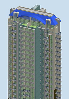 拱形屋顶高层住宅建筑3d模型