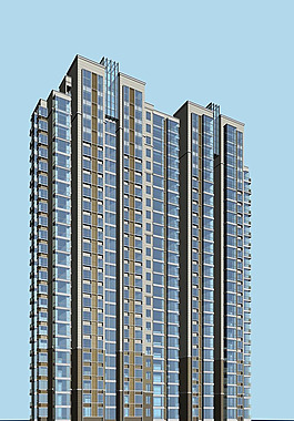 凸形高層住宅建筑3D模型