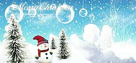 圣誕樹雪人雪景PSD圣誕模板