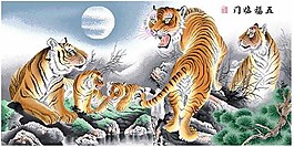 山上的老虎十字繡