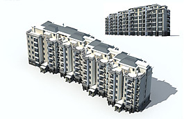 歐式風(fēng)格連排單體住宅樓模型設(shè)計(jì)
