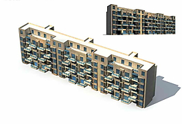 中式多層小區(qū)住宅樓3D模型設(shè)計(jì)