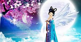 月下嫦娥中秋節(jié)psd分層素材