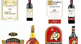欧美洋酒瓶贴标签矢量图