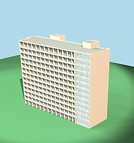 淺黃色時尚簡模建筑3D模型