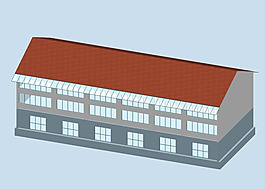 斜屋顶简模建筑3D模型