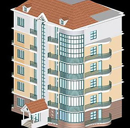 優(yōu)雅簡約風(fēng)格住宅樓3D模型素材