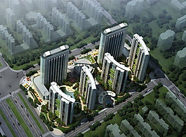 建筑規(guī)劃設計鳥瞰效果圖
